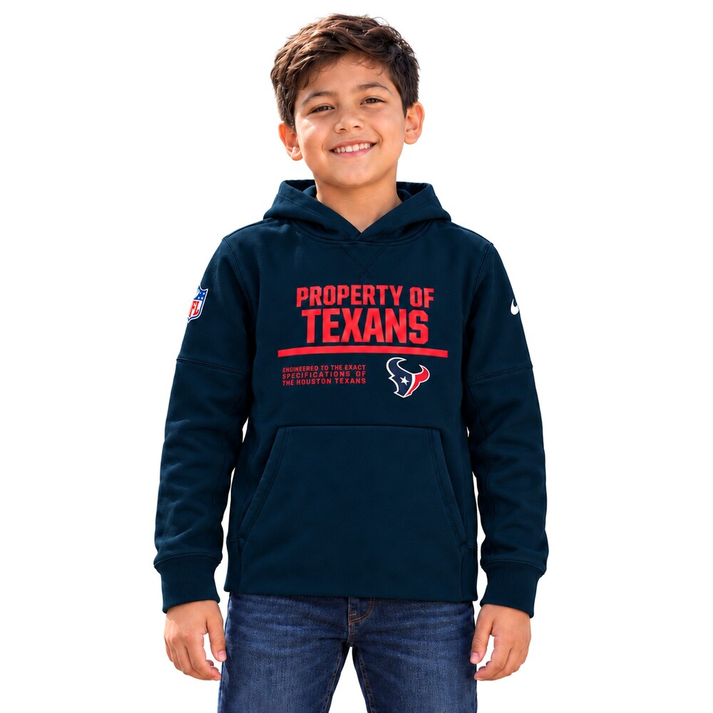 Nike Boys Houston Texans Circuit Therma-Fit Pullover Hoodie Navy Blue (Medium 10